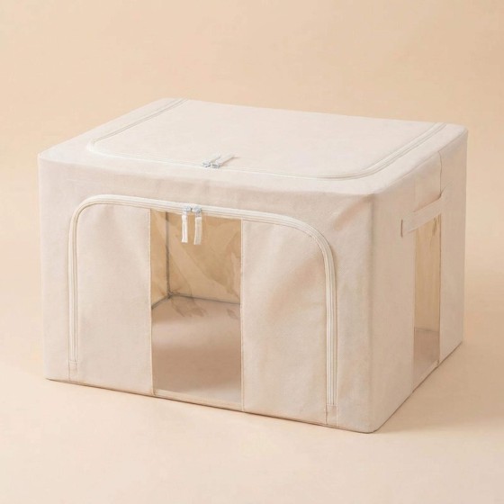 Foldable Oxford Fabric Storage Bin, 24L/100L Large Capacity Clothes Organizer with Clear Window, Portable Storage Box for Closet, Bedroom, Moving